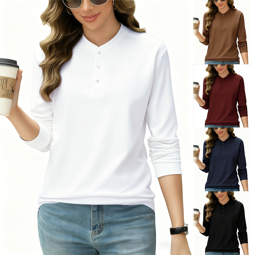 2026 NEW Solid Cotton Henley S - Undershirt Crew Neck บทวิจารณ์และราคา