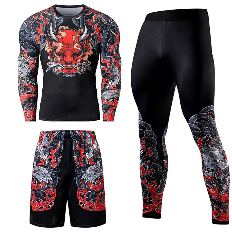 2/3PCS Men Jiu jitsu Tracksuit - Compression Long Pant บทวิจารณ์และราคา