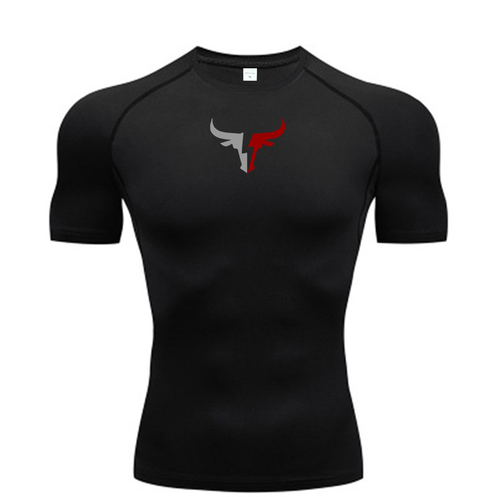 Men's bull head compression T- - T Shirt Tight Fit บทวิจารณ์และราคา