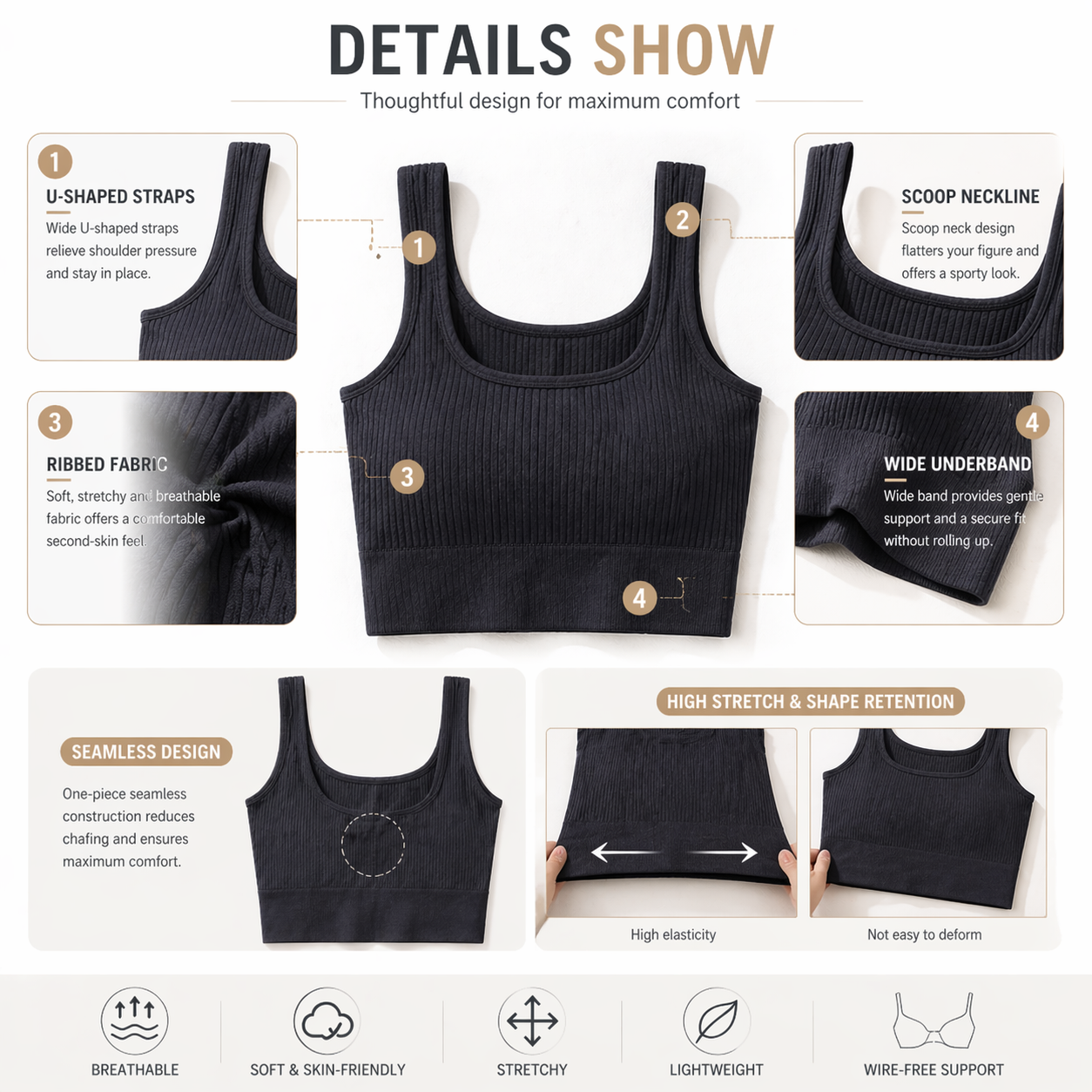 Women Seamless Ribbed Crop Top - Tank Top Ribbed บทวิจารณ์และราคา