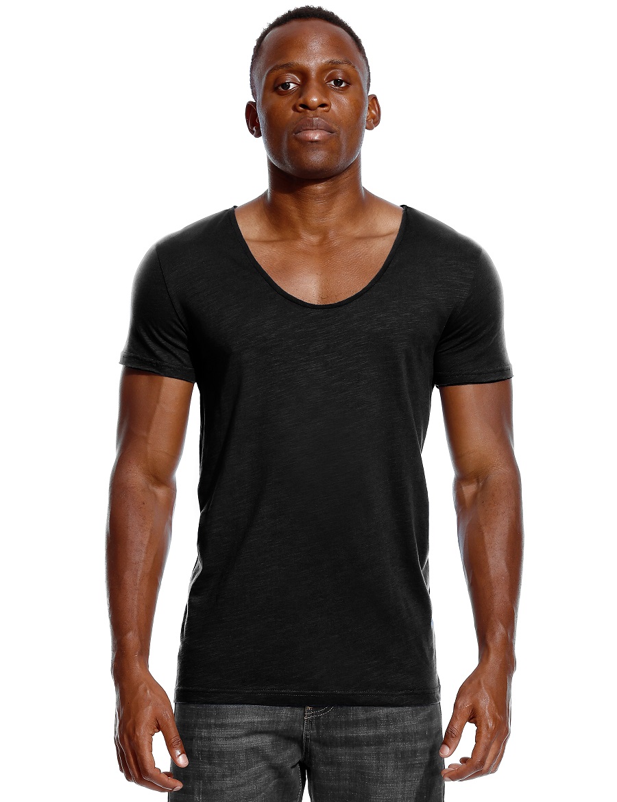 Scoop Neck T Shirt for Men Low - Undershirt Crew Neck บทวิจารณ์และราคา
