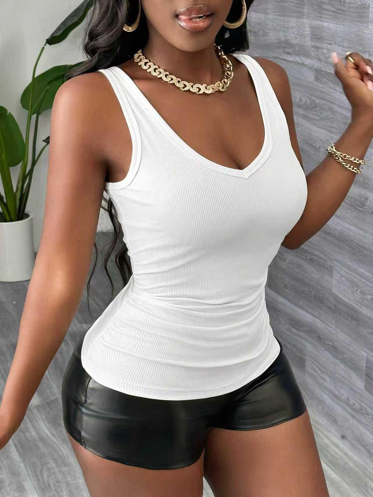 Plus Size 3 Piece V Neck Ribbe - Tank Top Ribbed บทวิจารณ์และราคา