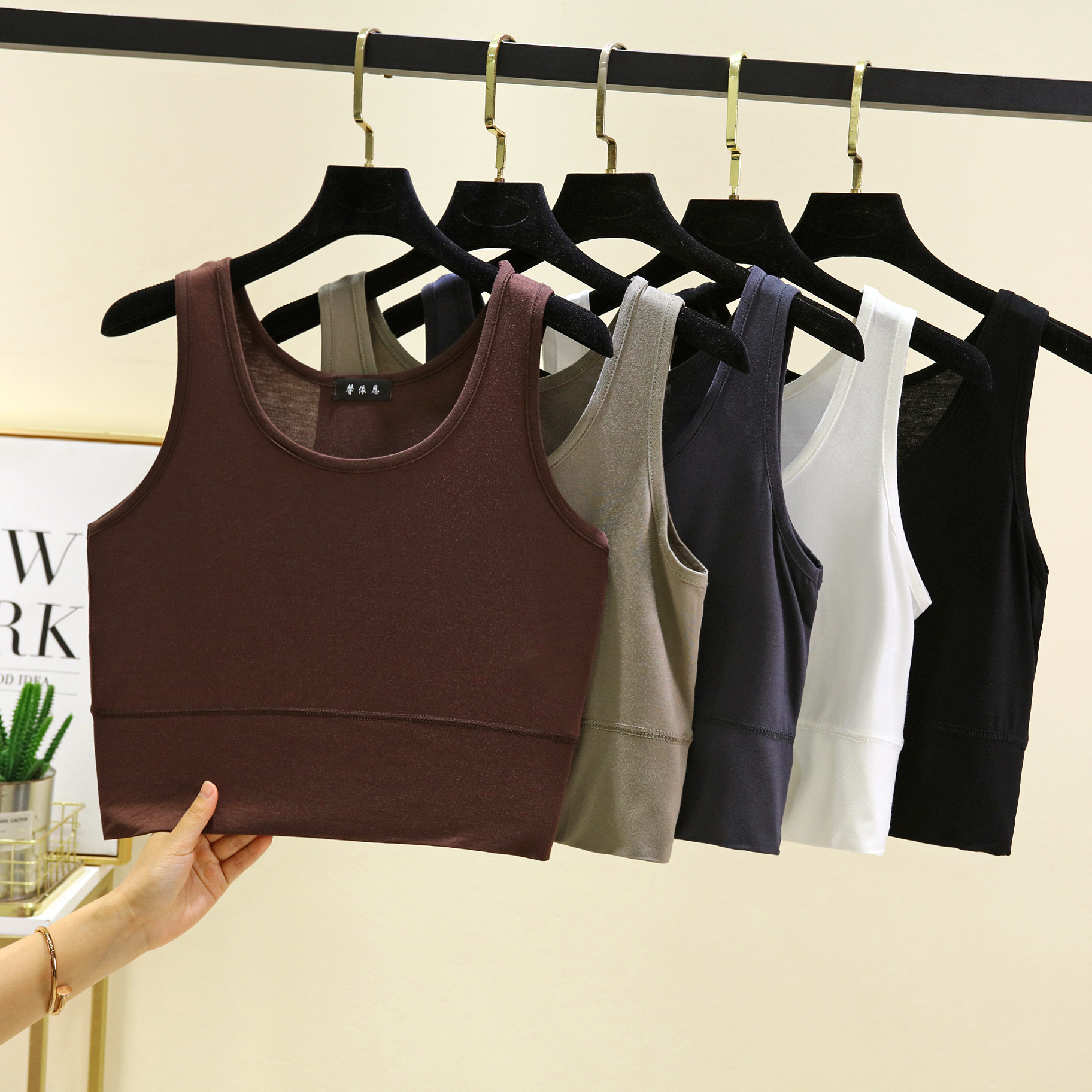 Modal O Neck cropped top Elast - Sleeveless Undershirt บทวิจารณ์และราคา