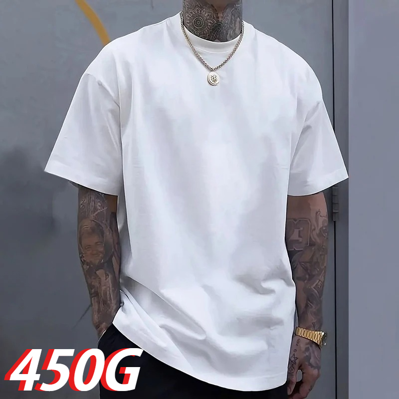 Black 450g Heavyweight Cotton  - Undershirt Crew Neck บทวิจารณ์และราคา