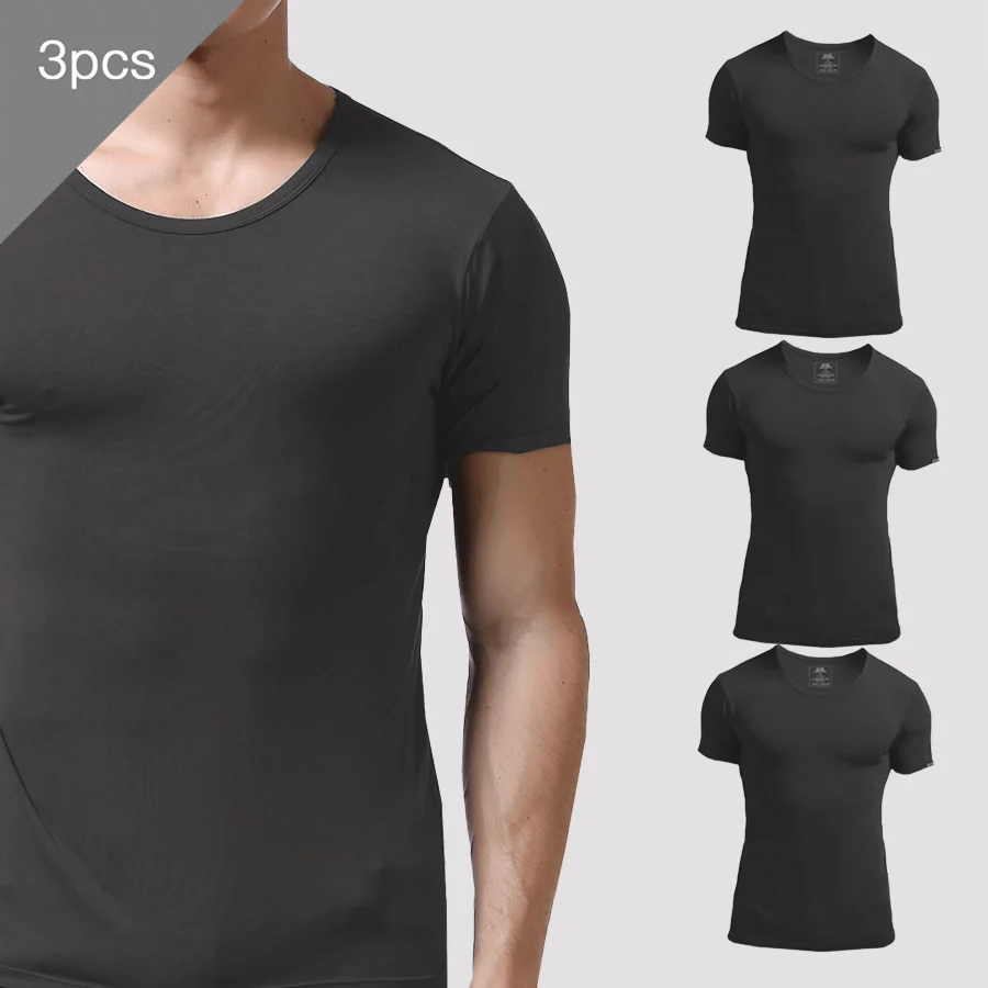 3PCS Men's Summer Short Sleeve - Undershirt Crew Neck บทวิจารณ์และราคา
