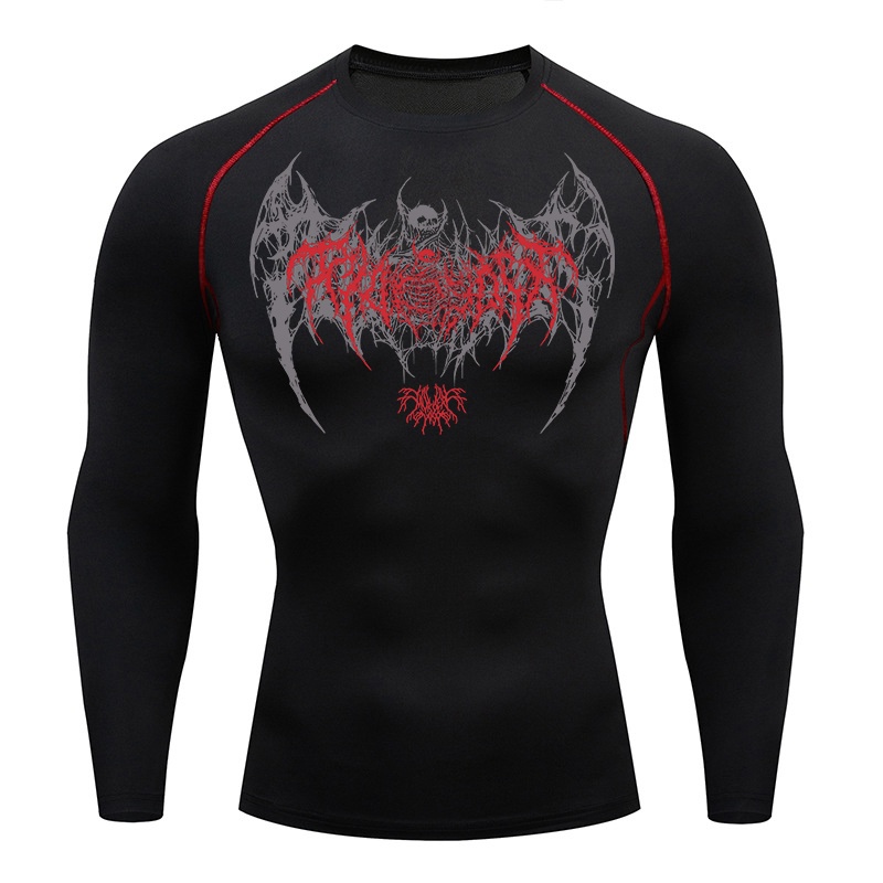 Skull Wings Print Long Sleeve  - Base Layer Top บทวิจารณ์และราคา
