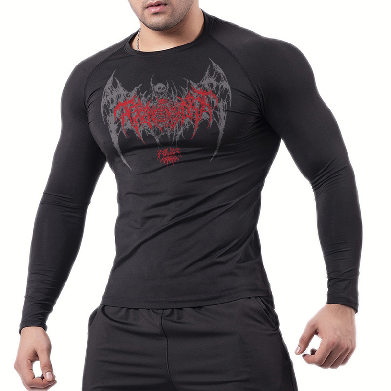 Skull Wings Print Long Sleeve  - Base Layer Top บทวิจารณ์และราคา