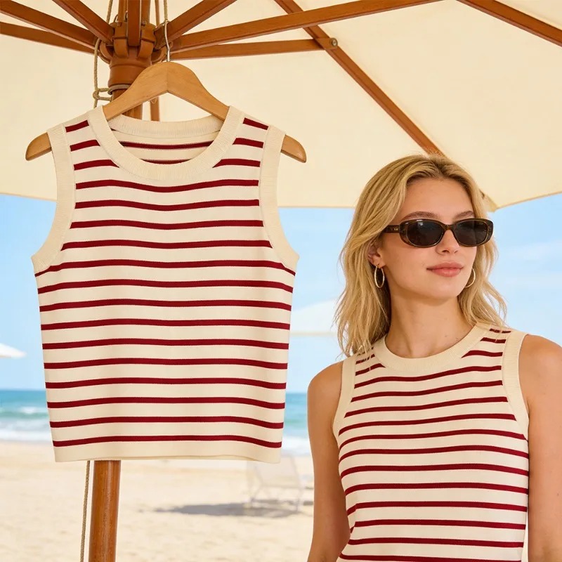 One Size Short Striped Ice Sil - Sleeveless Undershirt บทวิจารณ์และราคา
