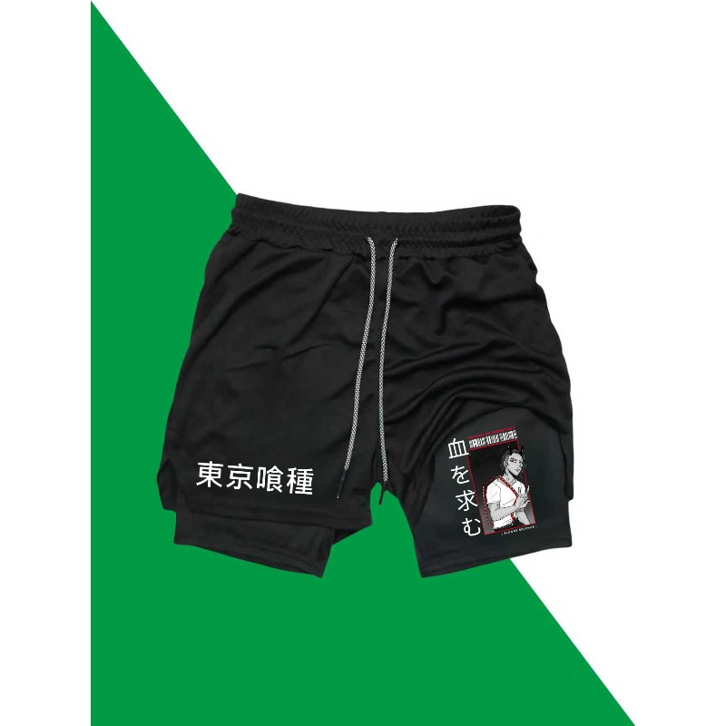 Tokyo Ghoul Print 2in1 Running - Compression Shorts Athletes บทวิจารณ์และราคา