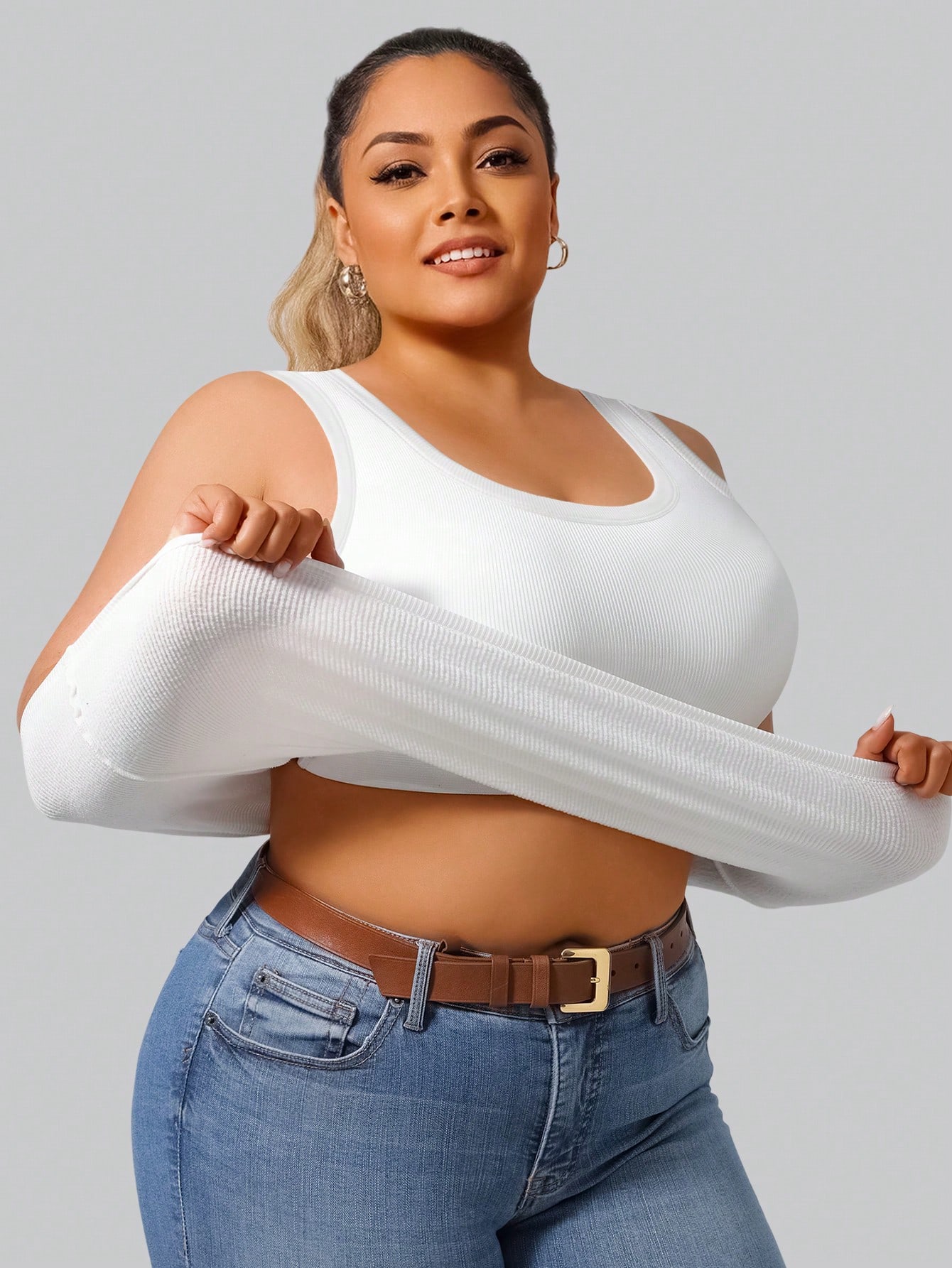 Plus Size Women's Solid Ribbed - Tank Top Ribbed บทวิจารณ์และราคา
