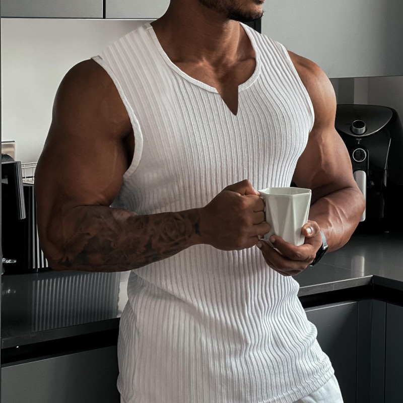 2024 Summer new men V-neck Ves - Undershirt Crew Neck บทวิจารณ์และราคา