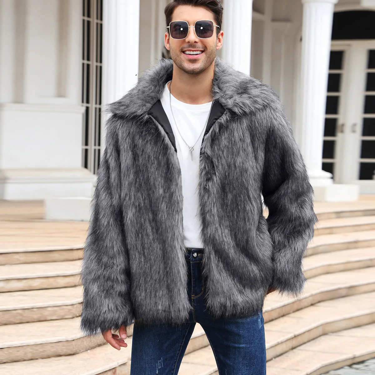 Men Faux Fox Fur Jacket Coat W - Thermal Long John บทวิจารณ์และราคา