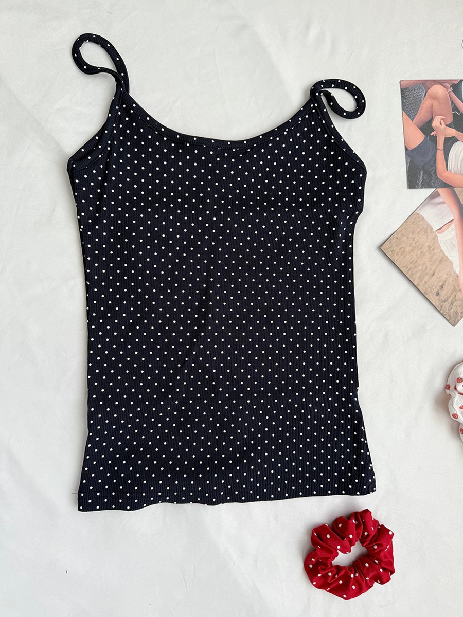 Navy Dot Ribbed Shorts Sets Wo - Tank Top Ribbed บทวิจารณ์และราคา
