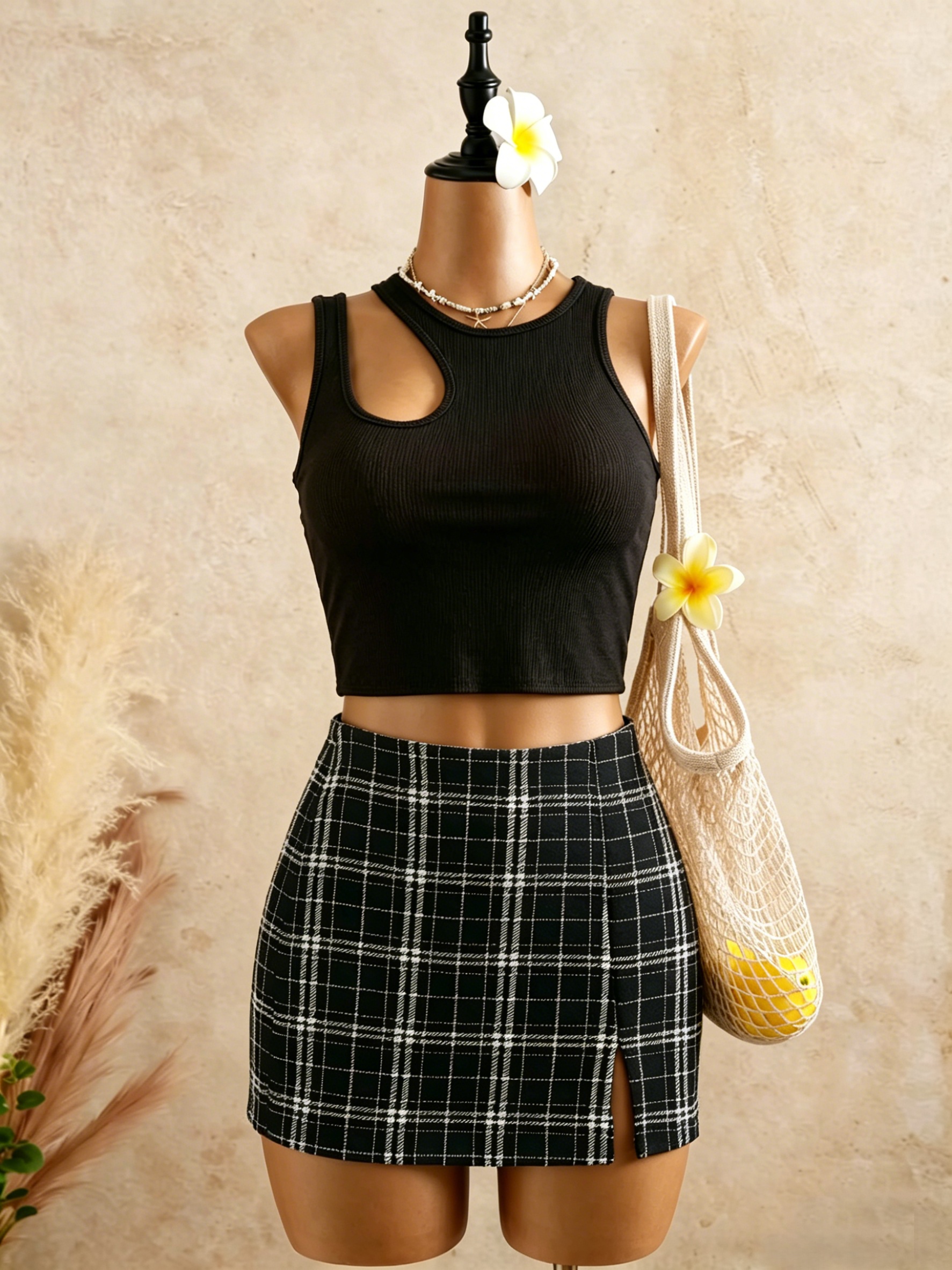 2 Piece Outfits Women Cutout R - Tank Top Ribbed บทวิจารณ์และราคา