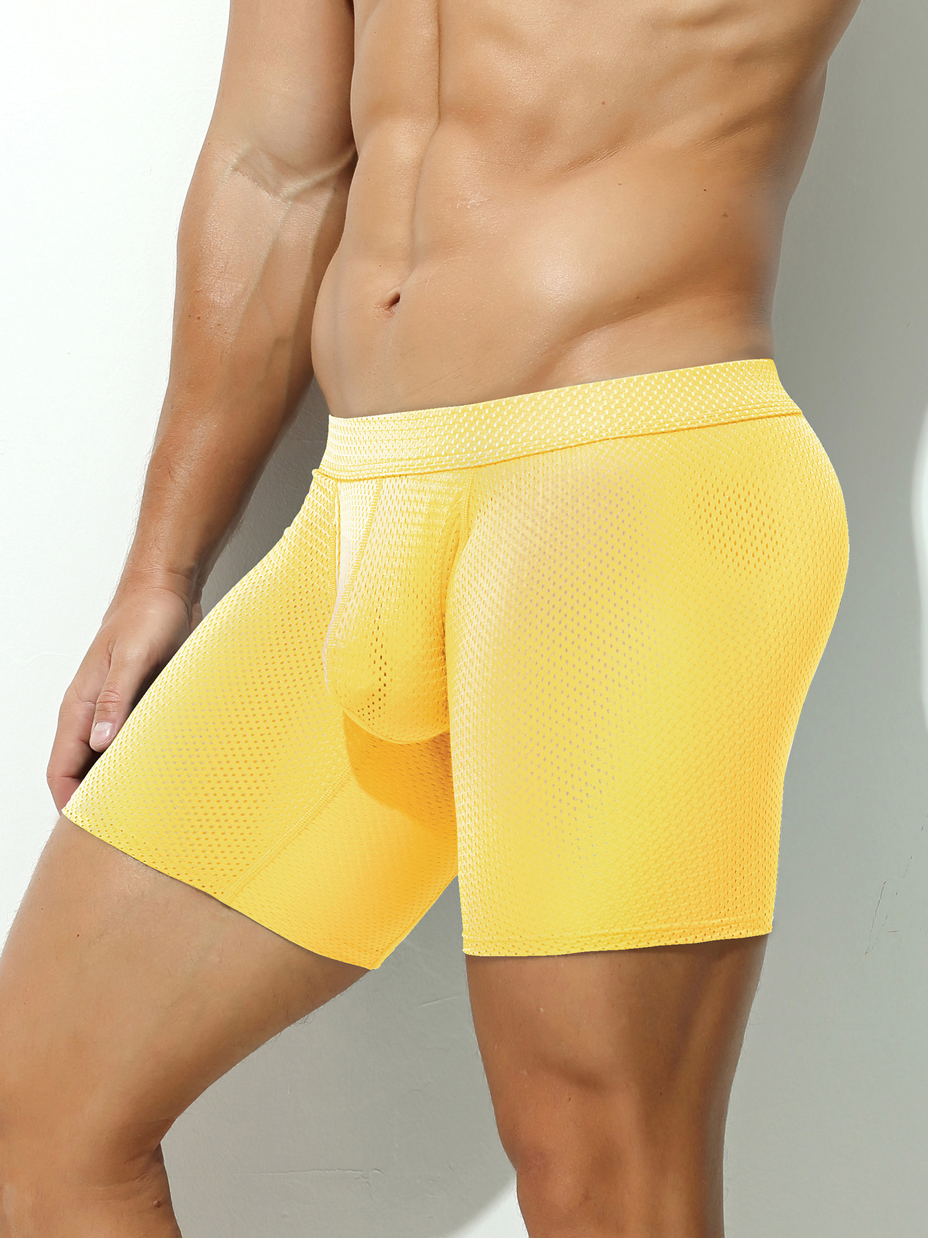 1pcs Men's Long Boxer Underwea - Mesh Sport Boxer บทวิจารณ์และราคา